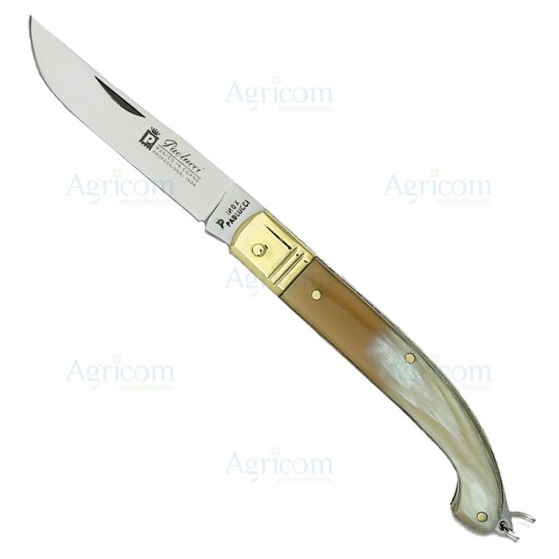 ART. 486 COLTELLO ZUAVO, MANICO IN VERO CORNO, LAMA INOX - 19 CM
