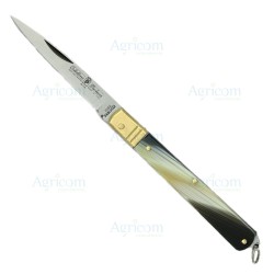 ART. 123 COLTELLO STILETTO,MANICO FINTO CORNO,LAMA INOX - 23 CM