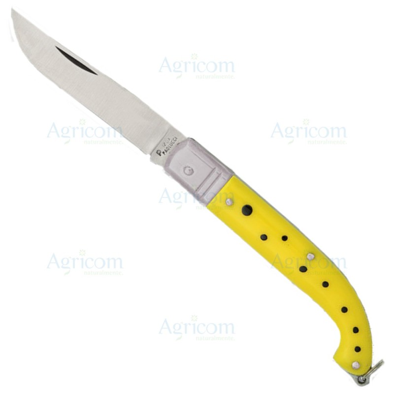 ART. 86 COLT.ZUAVO, MAN. GIALLO,TEST.OTTONE,LAMA INOX - 19 CM