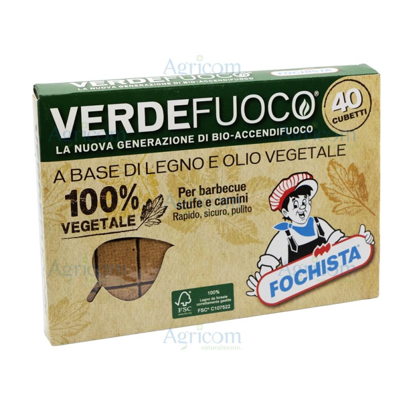 40 CUBETTI 100% VEGETALE BIO-ACCENDIFUOCO ECO